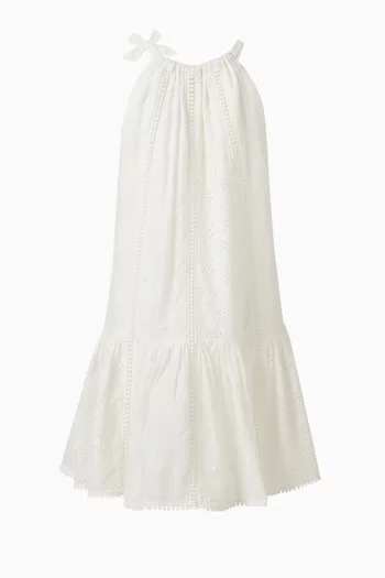 Devi Lace-trimmed Halter Dress in Cotton