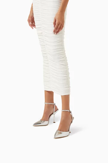Imani 100 Crystal-embellished Pumps in Metallic Leather