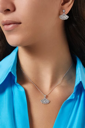 Fan Crystal Necklace in Sterling Silver