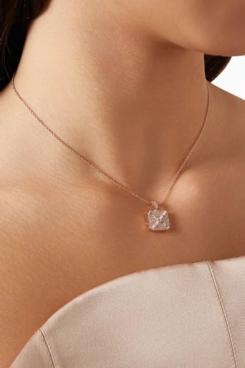 Square Crystal Necklace in Rose Gold-plated Sterling Silver