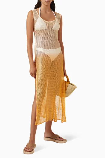 فستان ألانا طويل للارتداء فوق ملابس السباحة قماش شبكي