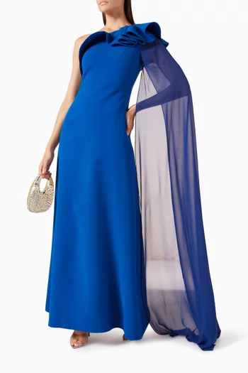 One-shoulder dress in Crepe