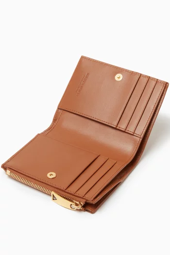 Bi-fold Zip Wallet in Intrecciato Leather