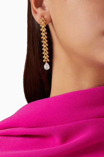 Nubia Y Drop Earrings in 24kt Gold-plated Brass