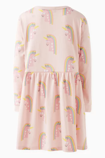 Unicorn-print Dress in Cotton