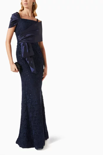 Sequin-embellished Gown in Lace & Taffeta