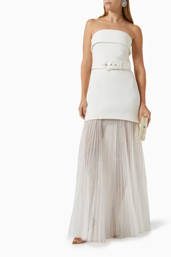 Cyndi Strapless Gown in Bonded Crepe