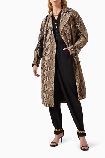 Python-print Belted Trench Coat in NewLife Nylon