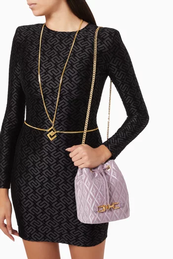 Bucket Bag in Diamond-pattern Velvet