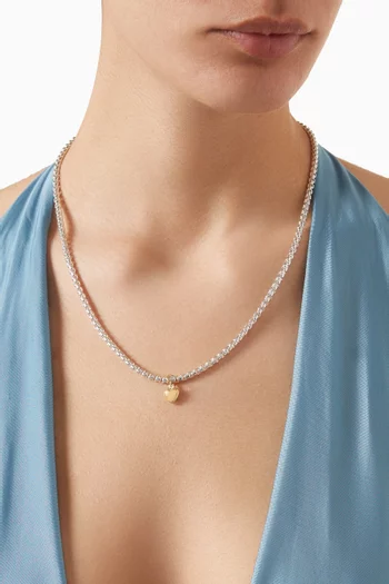 Gordita Heart Necklace in 14kt Gold & Sterling Silver