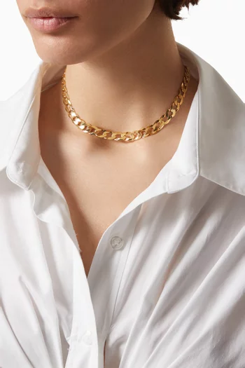 Flat Curb Chain Necklace in 14kt Gold Vermeil