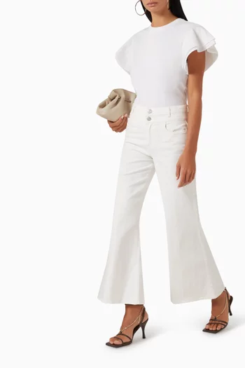 Double Waist Band Crop Palazzo Pants in Cotton