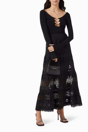 Cali Tiered Maxi Skirt in Lace Cotton