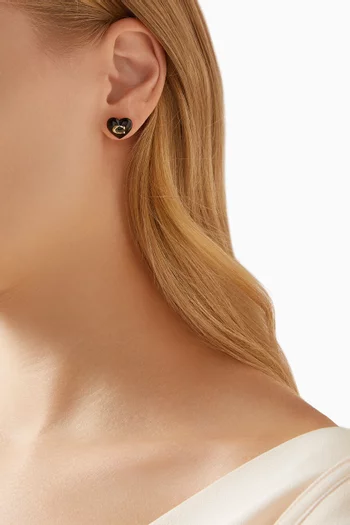 Logo Heart Stud Earrings in Resin
