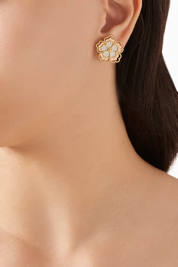 Farfasha Giardino Oro Medium Motif Stud Earrings in 18k Yellow & White Gold