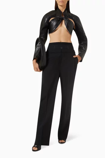 Low-waist Layered Pants in Wool-blend