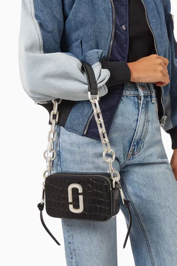 The Snapshot Shoulder Bag in Croc-embossed Leather