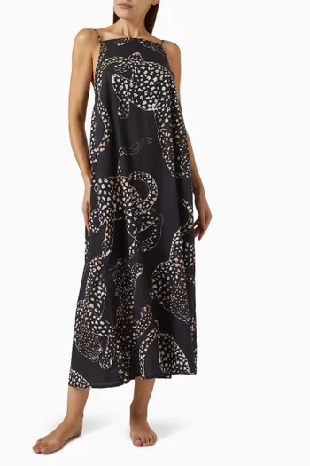 Jag-print Square Nightie in Organic Cotton