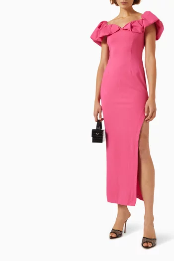 Exuberant Off-the-shoulders Maxi Dress in Viscose-blend