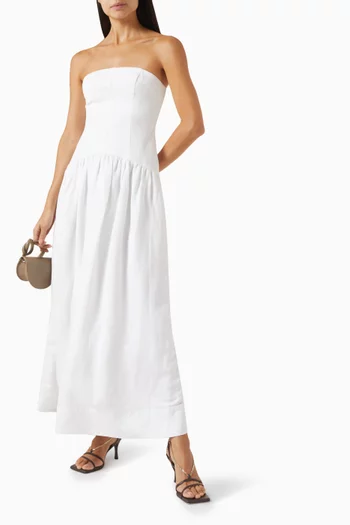 Strapless Panelled Maxi Dress in Linen-blend