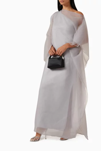 Layered One-shoulder Maxi Dress in Satin & Organza