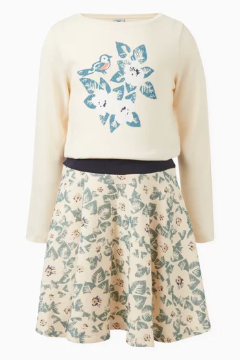 Printed Skirt in Cotton Fleece