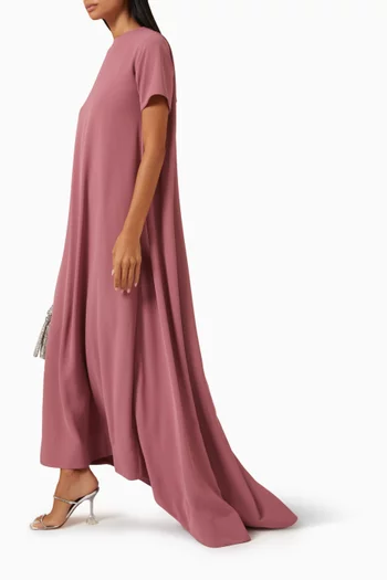Pleated Trail Dress in Crepe