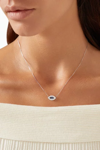 Evil Eye Diamond & Sapphire Pendant Necklace in 18kt White Gold