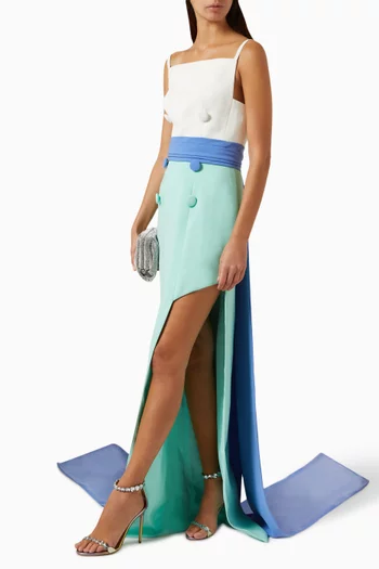 Colour-block Maxi Dress in Crepe