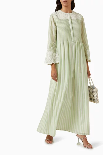 Delicate Embroidered Maxi Dress in Cotton-silk