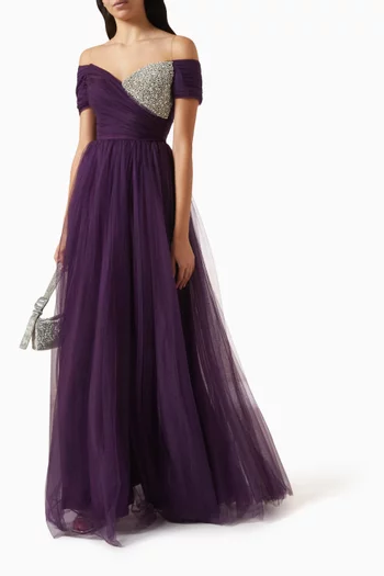 Crystal-embellished Dress in Tulle
