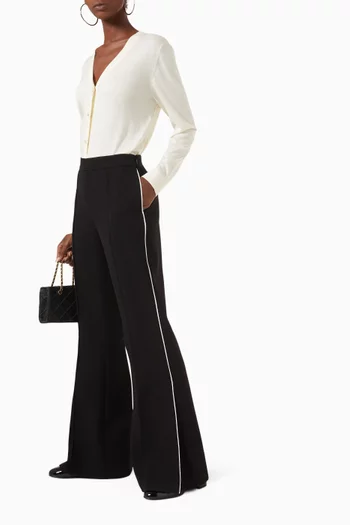 Side-striped Flared Pants in Bonded Crepe