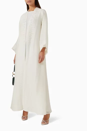 Embellished Abaya & Dress Set in Cotton-organza