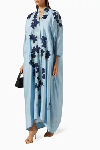 Floral-embroidered Kaftan in Silk
