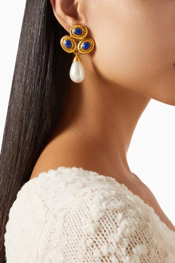 Eva Drop Pearl Earrings in 24kt Gold-plated Brass