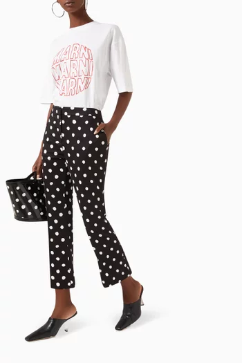 Polka-dot Cropped Pants in Stretch-viscose