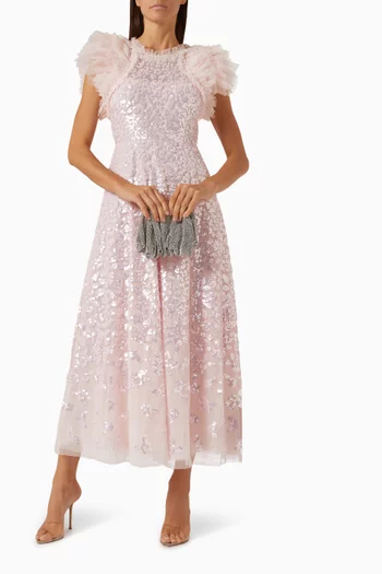 Sequin Rose Gloss Ankle Gown in Tulle