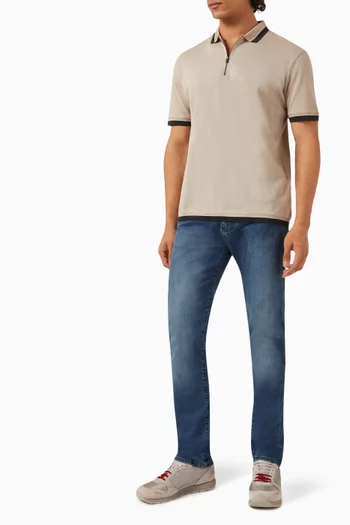 Half-zip Polo Shirt in Cotton Piqué