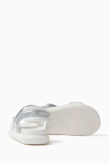 Logo Velcro Sandals in Faux-leather
