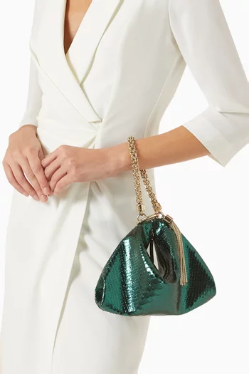 Callie Clutch Bag in Metallic Snake-effect Leather