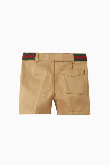 Web-stripe Shorts in Cotton-gabardine