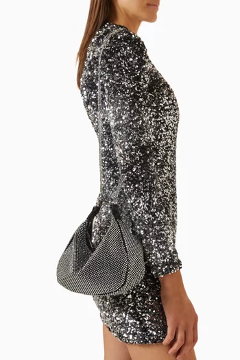 Small Canosa Crystal-embellished Hobo Bag in Satin