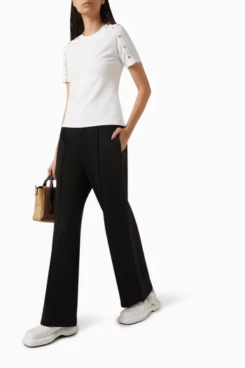 Side Vent Wide-Legs Pants in Cotton