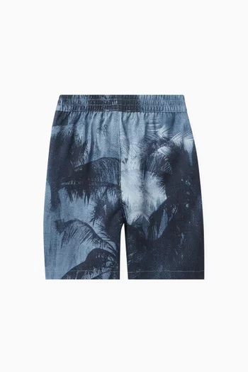 Palm Trees Print Shorts in Cotton