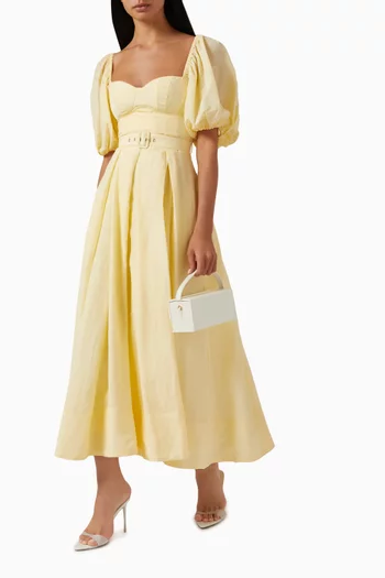 Limon Belted Midi Dress in Linen & TENCEL™