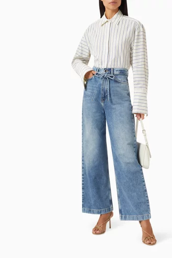 Julianna Daily Stripe Oversized Shirt in Cotton-blend