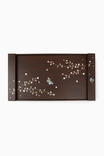 Large Butterfly Mother-of-pearl Tray in American Walnut