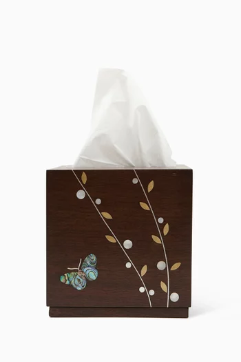 Butterfly Mother-of-Pearl Tissue Box in American Walnut