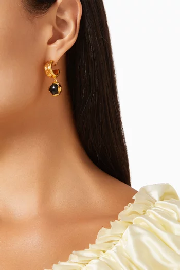 Onyx Hoop Earrings in 24kt Gold-plated Bronze
