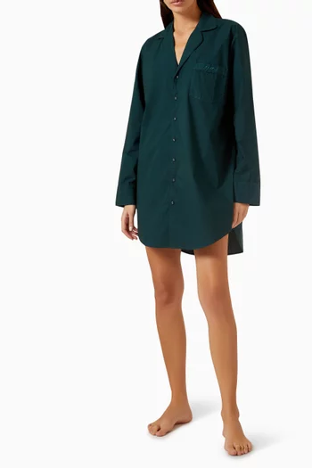 Button-up Sleep Dress in Cotton Poplin